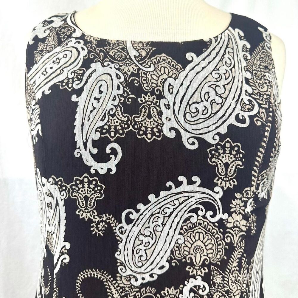 STUDIO I‎ Vintage 90s Brown White Paisley Maxi Dress Womens 8 Fairy Bohemian Y2K - Picture 2 of 6